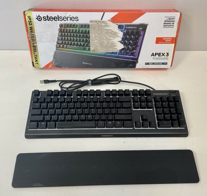 Photo 1 of SteelSeries Apex 3 RGB Gaming Keyboard 10-Zone RGB Illumination 64812 Keyboard
