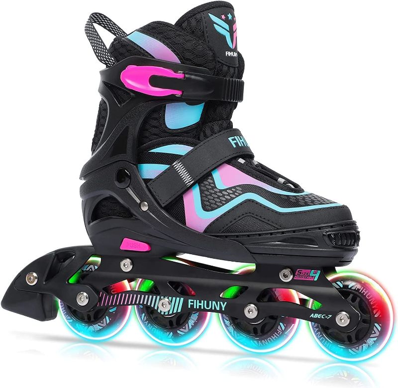 Photo 1 of FIHUNY Adjustable Inline Skates for Kids and Adults with Light Up Wheels,Roller Blades Skates for Girls and Boys,Women
US SIZE  1-4  MEDIUM 