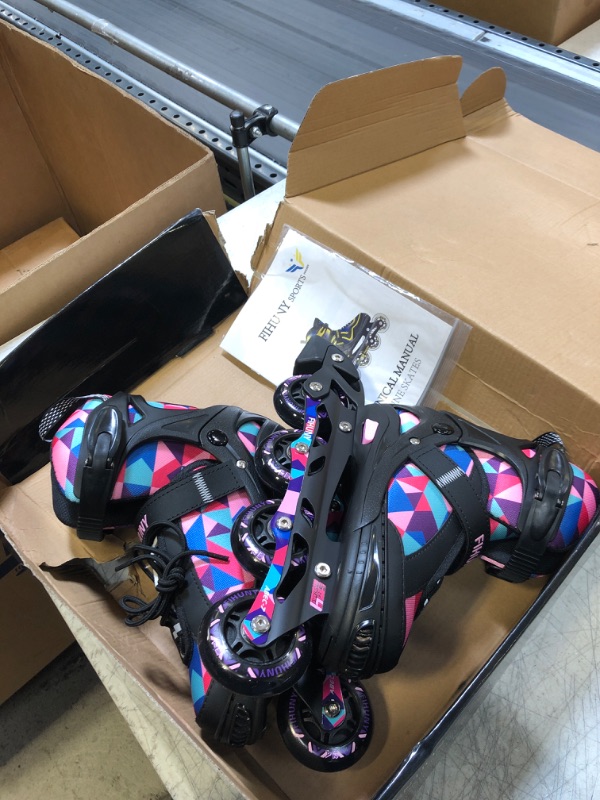Photo 5 of FIHUNY Adjustable Inline Skates for Kids and Adults with Light Up Wheels,Roller Blades Skates for Girls and Boys,Women
US SIZE  1-4  MEDIUM 