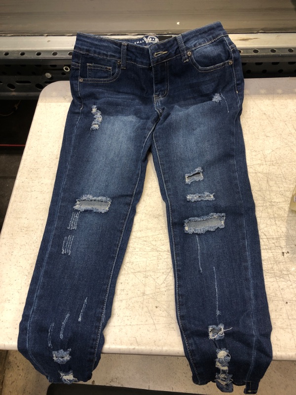 Photo 1 of Blue Distressed Skinny Jeans 3/4 