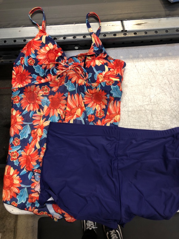 Photo 1 of 2 Piece Blue/Floral Tankini Set 3XL 