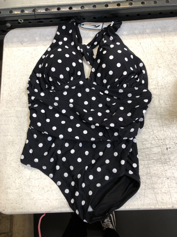 Photo 1 of Black and White One Piece Polka Dot Swimsuit 2XL