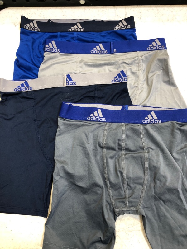Photo 2 of adidas Kids-Boy's Performance Long Boxer Briefs Underwear (4-Pack) X-Large Collegiate Royal Blue/Grey/Collegiate Navy
