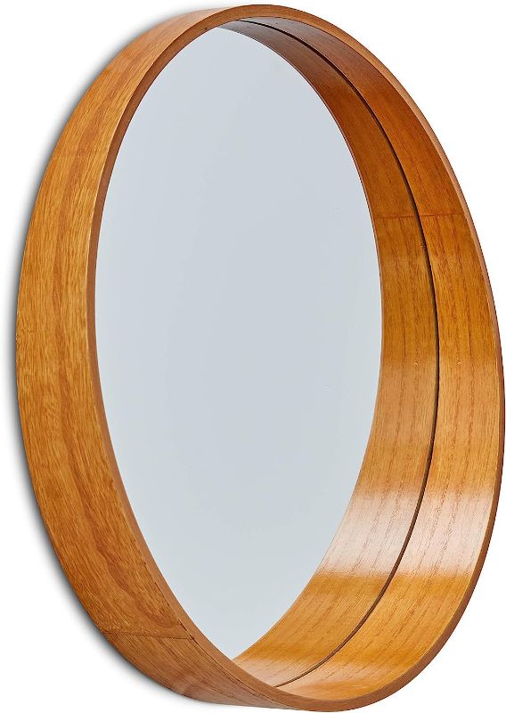 Photo 1 of A Rated Trading Round Bamboo Mirror - 20 Inches - Vanity Bathroom Mirror - Large Circle Wall Decoration - Unique Natural Color - Storage Ledge - Gorgeous Boho/Rattan/Cane Decor - Scandinavian Living
