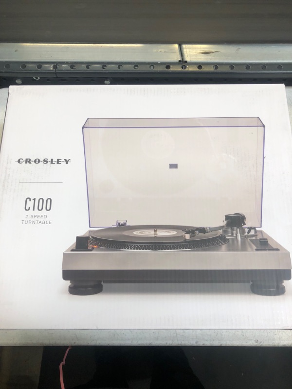 Photo 4 of Crosley C100A-SI Belt-Drive Turntable Record Player with Adjustable Counterweight, Silver
