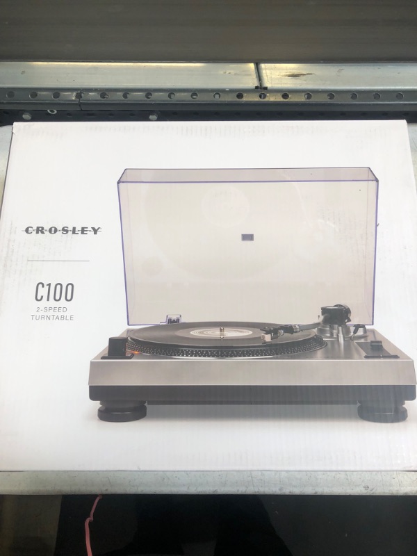 Photo 1 of Crosley C100A-SI Belt-Drive Turntable Record Player with Adjustable Counterweight, Silver