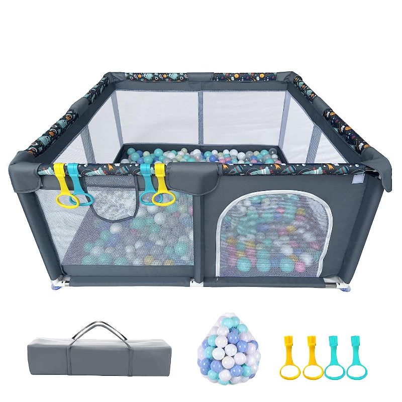 Photo 1 of Baby Playpen, Amuya Large Baby Playard, 51"×51" Play Pens for Babies and Toddlers with Zipper Gates and 30PCS Ocean Balls, Indoor & Outdoor Play...
