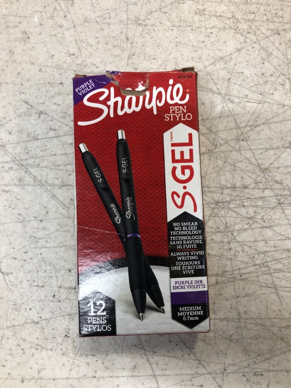 Photo 1 of SHARPIE S-Gel, Gel Pens, Medium Point (0.7mm), Purple Gel Ink Pens, 12 Count Purple Pens