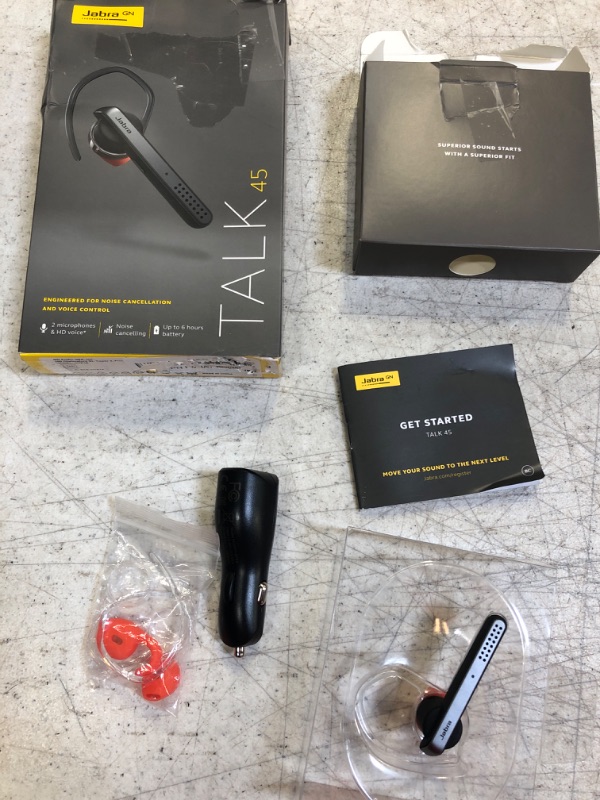 Photo 2 of Jabra Talk 45 Bluetooth Headset for High Definition Hands-Free Calls with Dual Mic Noise Cancellation, 1-Touch Voice Activation and Streaming Multimedia
