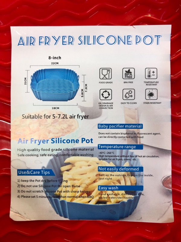 Photo 2 of 2 Pack Red Air Fryer Silicone Pots Suitable For 5-7.2L Air Fryers 