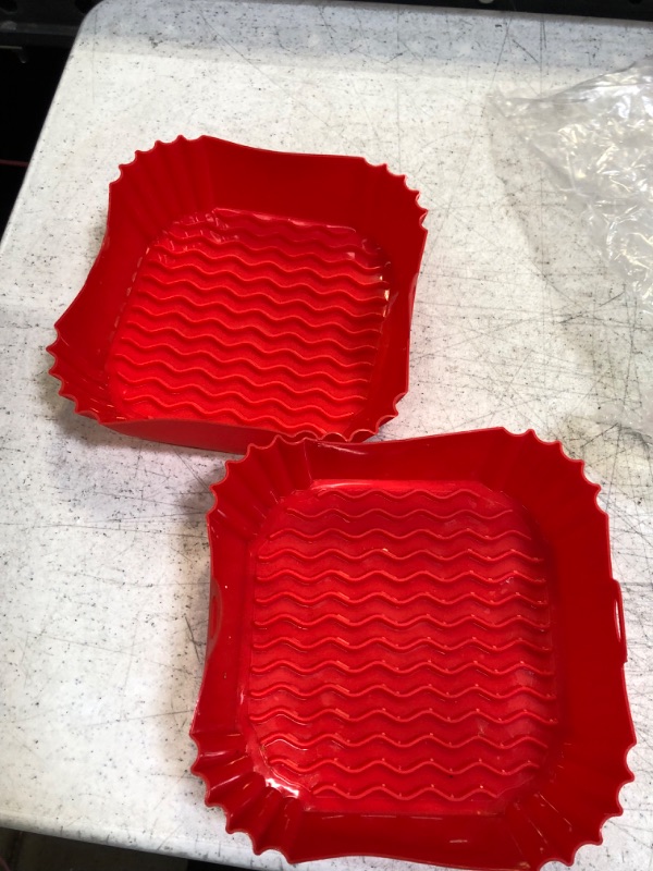 Photo 1 of 2 Pack Red Air Fryer Silicone Pots Suitable For 5-7.2L Air Fryers 