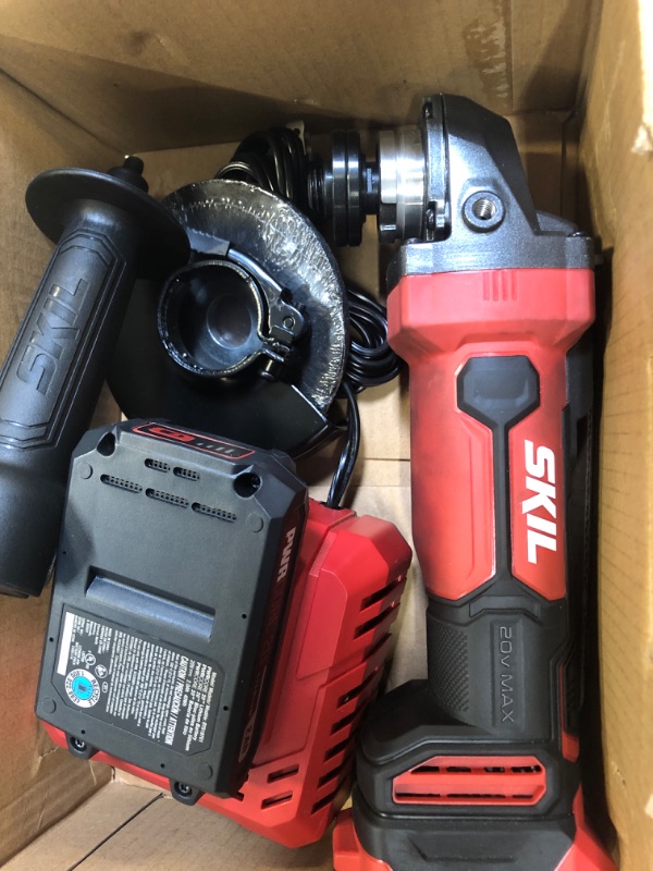 Photo 2 of Skil 20V 4-1/2 Inch Angle Grinder, Includes 2.0Ah PWRCore 20 Lithium Battery and Charger - AG290202 Angle Grinder w/2.0Ah Battery_V1