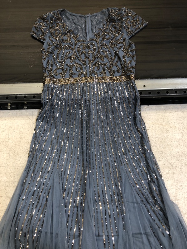 Photo 1 of Adrianna Papell Women's Beaded Godet Gown 
SIZE 12 Vintage Blue