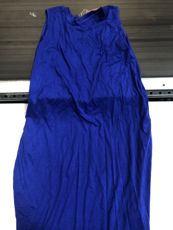 Photo 2 of ANRABESS Women's Casual Loose Sundress Long Dress Sleeveless Split Maxi Dresses Summer Beach Dress with Pockets 02 Royal Blue XX-Large