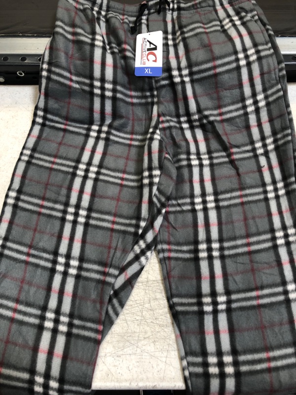 Photo 2 of Active Club Mens Pajama Pants - Mens Microfleece Lounge Pants with Pockets 100% Polyester X-Large Gray & Charcoal Plaid