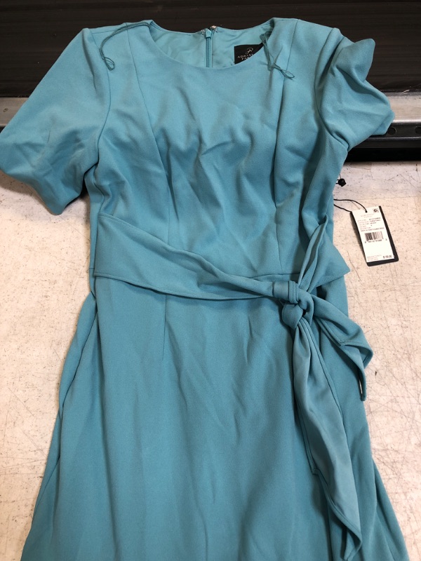 Photo 2 of Adrianna Papell Women's Crepe Tie Front Flounce Dress 6 Turquoise Tonic