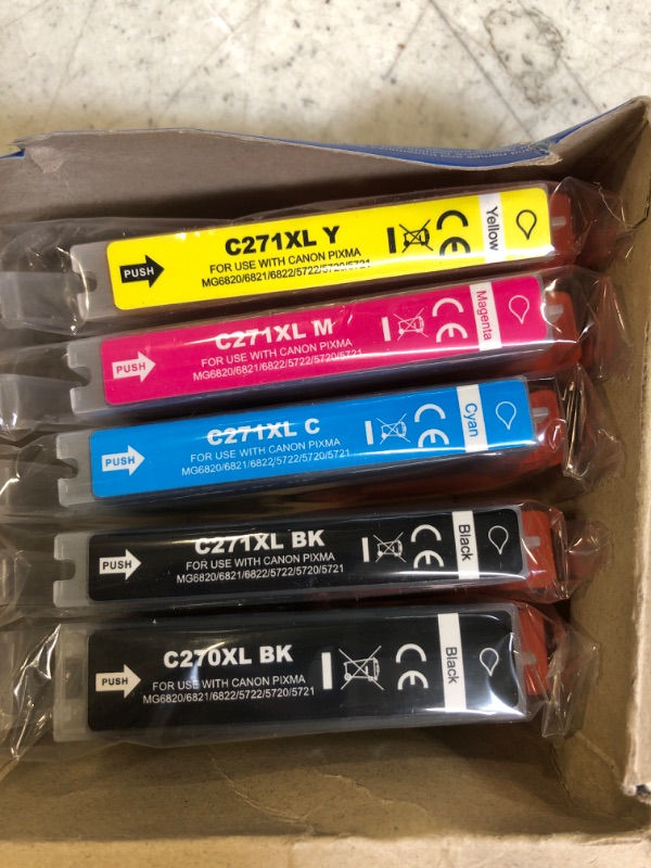 Photo 2 of Canon PGi-270XL and Cli-271XL Compatible InkjetsClub High Yield Ink Cartridge 5 Pack. Includes 1 PGi-270XL Black, 1 Cli-271XL Black, 1 Cyan, 1 Magenta, and 1 Yellow