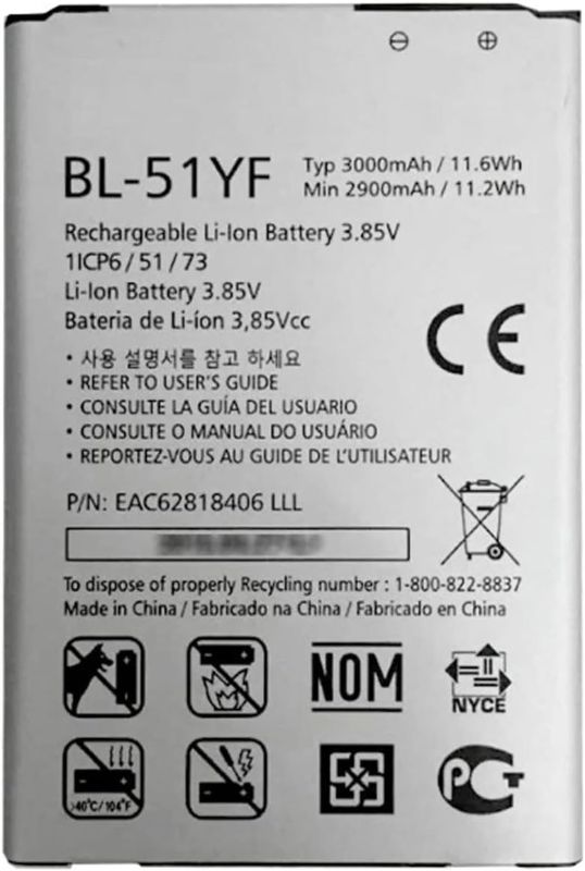 Photo 1 of LG G4 BL-51YF 3000mAH Spare Battery 1EA (Only Battery)
