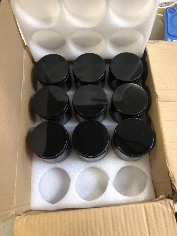 Photo 2 of 12 Pack 8oz Amber Round Glass Jars - Empty Cosmetic Containers, Glass Sample Jars , Beauty Products, Cosmetic, Lotion?Powders and Ointments (Black Aluminum Lids)