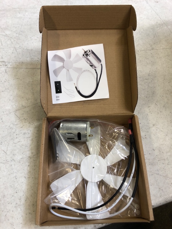 Photo 2 of 6 inch RV Vent Fan, 12V D-Shaft RV Fan Motor with White Fan Blade, RV Exhaust Fan with 2 Screws 2 Zip Ties and Template for mounting, Replacement Parts for RV Roof Celling Bathroom Exhaust