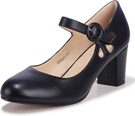 Photo 1 of IDIFU Women's Candy Dress Mary Jane Shoes Low Block Heels Closed Round Toe Office Work Church Wedding Pumps SIZE 9.5
