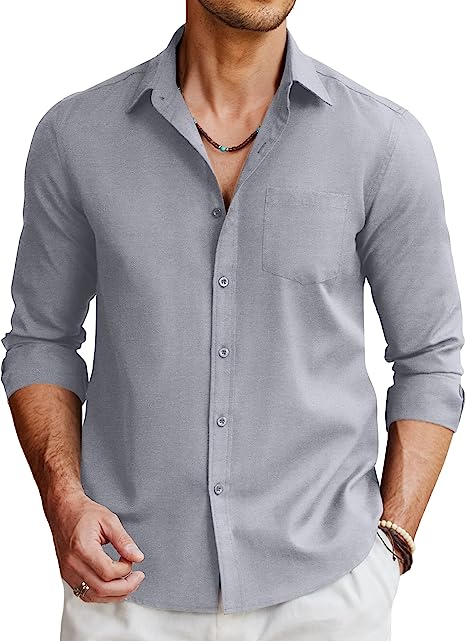 Photo 1 of COOFANDY Men's Long Sleeve Button Down Shirt Casual Regular-Fit Oxford Dress Shirts SIZE M
