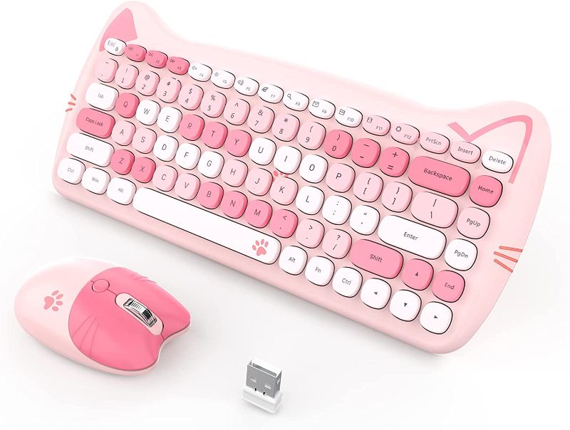 Photo 1 of Cute Wireless Keyboard Mouse,GEEZER 2.4GHz Retro Quite Colorful Wireless Keypad Mouse, Compatible with Windows, Computer, PC, Desktop, Laptop (Pink)
factory sealed