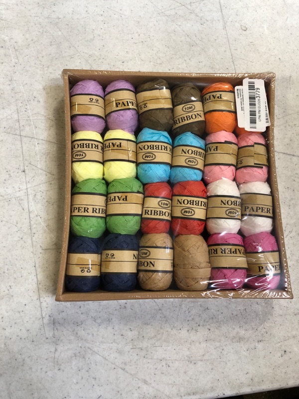 Photo 2 of 24 Rolls of Wide Hemp Rope,395 Feet Natural Raffia Paper Ribbon Strings,Raffia Twine String for Florist Bouquets,Gift Wrapping and DIY Decoration