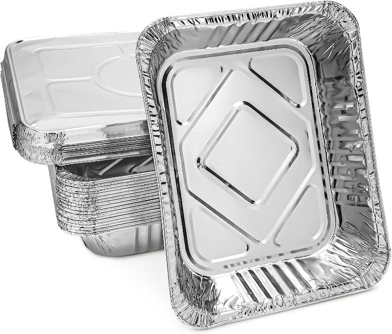 Photo 1 of 20-Pack 9x13 Aluminum Roasting Pans with Lids, Half Size Disposable Tin Food Storage Tray, Chafing Tins for Baking, Catering, Broiling, Steam Table, Food, Grills, BBQ
