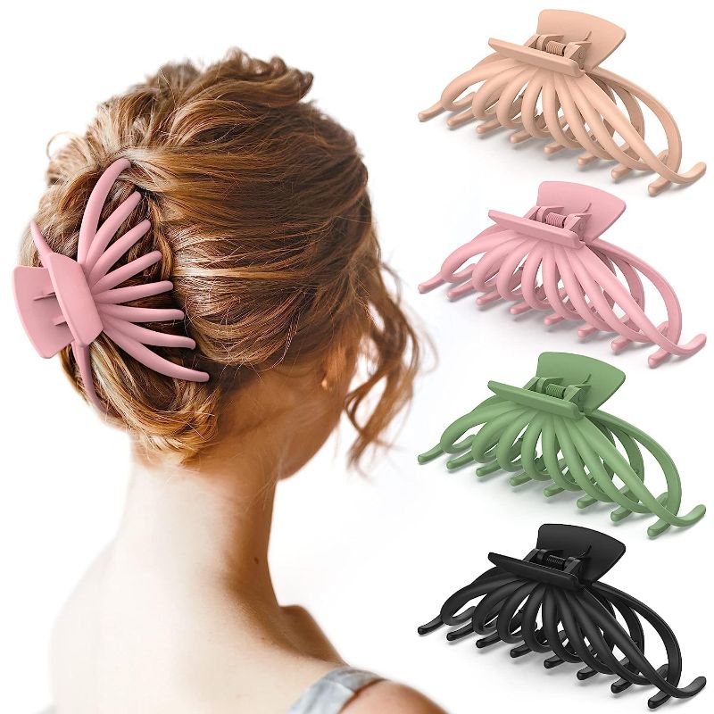 Photo 1 of Hair Clips for Women - OPAUL Matte Nonslip Large Hair Claw Clips for Thick and Thin Hair, 4.7 Inch Strong Hold Big Hair Clips Fashion Hair Styling Accessories Christmas Gifts for Women Girls (4 Pack)
