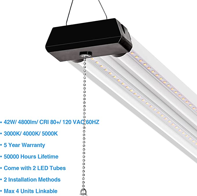 Photo 1 of ZJOJO Linkable Led Shop Light LED Shop Light 4FT 42w [280w Equivalent] 5000lm, 3000K/4000K/5000K Daylight Whitey, Led Shop Lights Led Super Bright,Hassle-Free Installation 3CCT Black