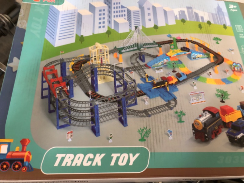 Photo 2 of 256 PCS Train Set Toy, Tracks Car Toy, Train Track Playset for 3 4 5 Years Old Toddlers, Kids, Boys and Girls