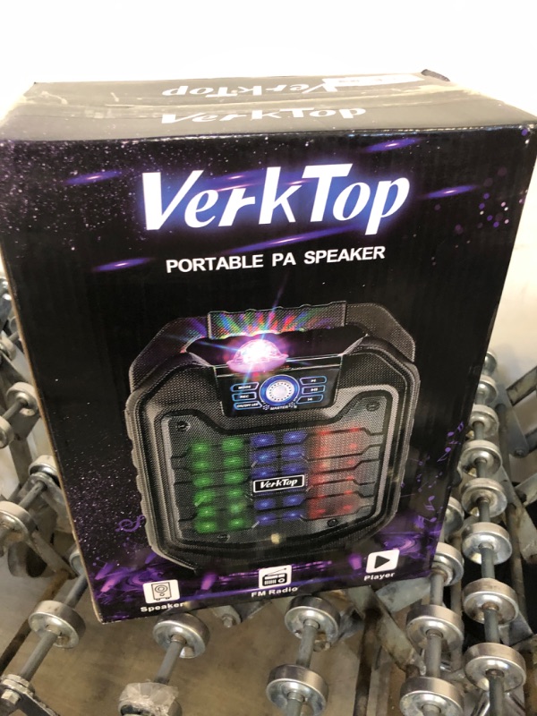 Photo 2 of VerkTop Kid Karaoke Machine, Upgrade Bluetooth Karaoke Speaker for Adults & Kids Portable Mic and Speaker Machine with Disco Lights and Wired Microphone for Birthday Party Christmas MI012