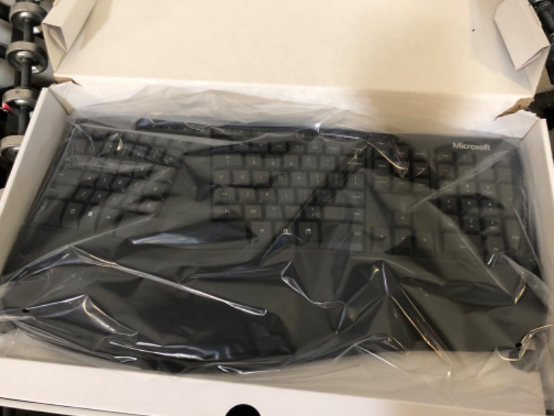 Photo 3 of Microsoft Ergonomic Keyboard - Black. Wired, Comfortable, Ergonomic Keyboard with Cushioned Wrist and Palm Support. Split Keyboard. Dedicated Office Key.