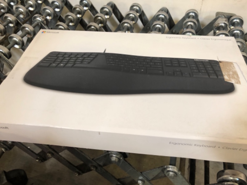 Photo 2 of Microsoft Ergonomic Keyboard - Black. Wired, Comfortable, Ergonomic Keyboard with Cushioned Wrist and Palm Support. Split Keyboard. Dedicated Office Key.