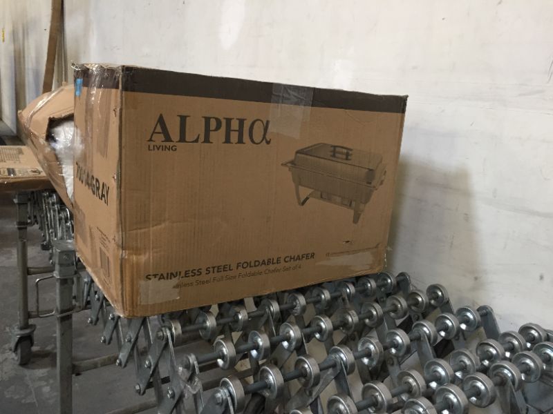 Photo 3 of ALPHA LIVING 70014-GRAY 4 Pack 8QT Chafing Dish High Grade Stainless Steel Chafer Complete Set, 8 QT, Alpine Gray Handle