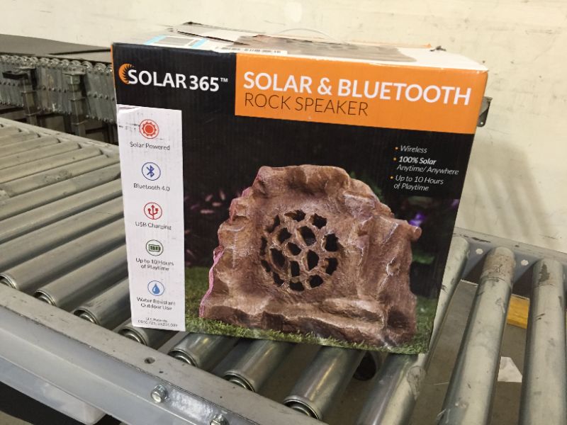 Photo 3 of Alpine Corporation Weather-resistant Bluetooth Solar-Powered Outdoor Wireless Rock Speaker, Brown