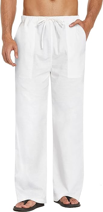 Photo 1 of COOFANDY Mens Linen Loose Pant Lightweight Elastic Waist Trouser Yoga Beach Pant
small