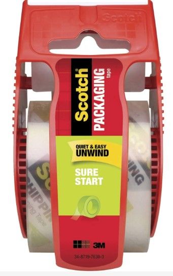 Photo 1 of 3M Sure Start Packaging Tape, 1 1/2" Core, Clear 2 pack
