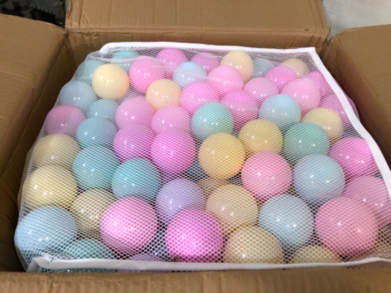 Photo 3 of Amazon Basics BPA Free Crush-Proof Plastic Ball Pit Balls with Storage Bag, Toddlers Kids 12+ Months, 6 Pastel Colors - Pack of 400 6 Pastel Colors 400 Balls