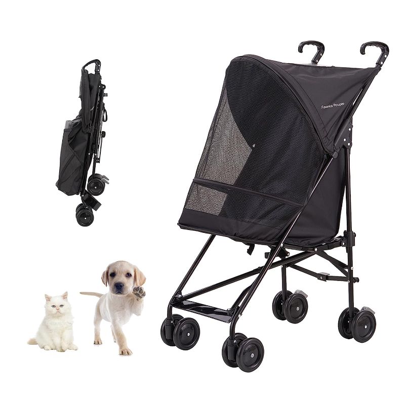 Photo 1 of Favonius poupee Lightweight Pet Stroller,Dog Stroller for Small Dogs & Cats, Compact Portable Travel Cat Dog Stroller (Black)