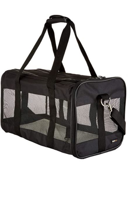Photo 1 of Amazon Basics Soft-Sided Mesh Pet Travel Carrier, Large (20 x 10 x 11 Inches), Black 