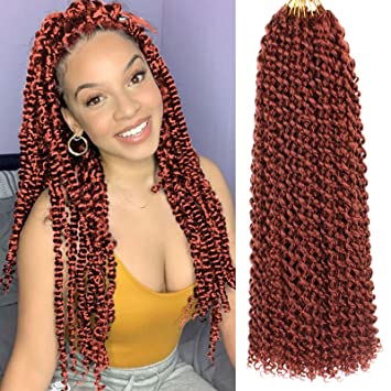 Photo 1 of LEEVEN 18 INCH WATER WAVE PASSION TWIST CROCHET BRAIDS HAIR FOR BUTTERFLY LOCS CROCHET HAIR HOT WATER SETTING COPPER RED PASSION TWISTS BRAIDING HAIR 1 PC LONG BOHEMIAN BRAIDS HAIR
