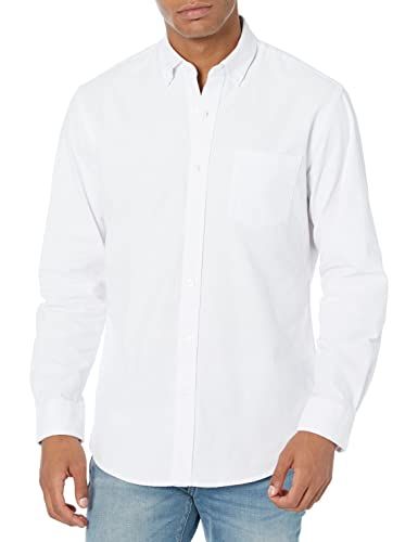 Photo 1 of AMAZON ESSENTIALS MEN'S REGULAR-FIT LONG-SLEEVE SOLID POCKET OXFORD SHIRT X-SMALL WHITE
