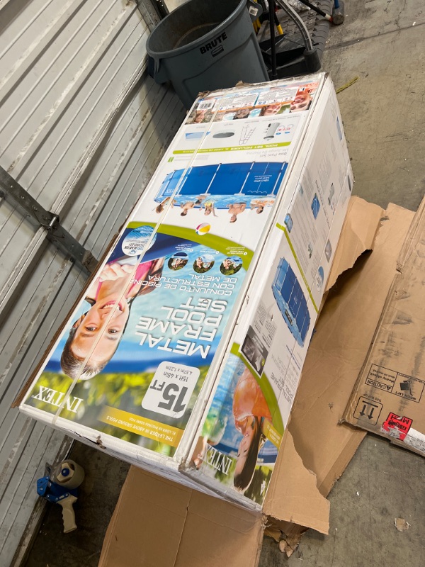 Photo 1 of INTEX 28241EH Metal Frame Above Ground Swimming Pool Set: 15ft x 48in – Includes 1000 GPH Cartridge Filter Pump & 28633EG C2500 Krystal Clear Cartridge Filter Pump 15ft x 48in Metal Frame Pool + Filter Pump 28633EG