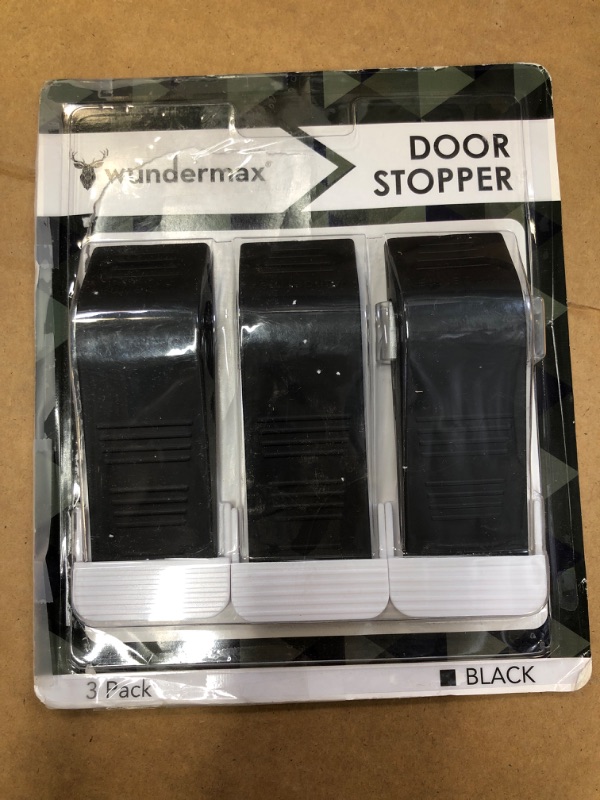 Photo 2 of Wundermax Door Stoppers - Rubber Security Wedge for Bottom of Door on Carpet, Concrete, Tile, Linoleum & Wood - Heavy Duty Door Stop - Home Improvement - 3 Pack - Black 3 Pack Black
