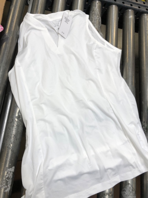 Photo 2 of BALEAF Women's Sleeveless Golf Tennis Shirts Lightweight Quick Dry V-Neck Tank Tops Polo White Medium