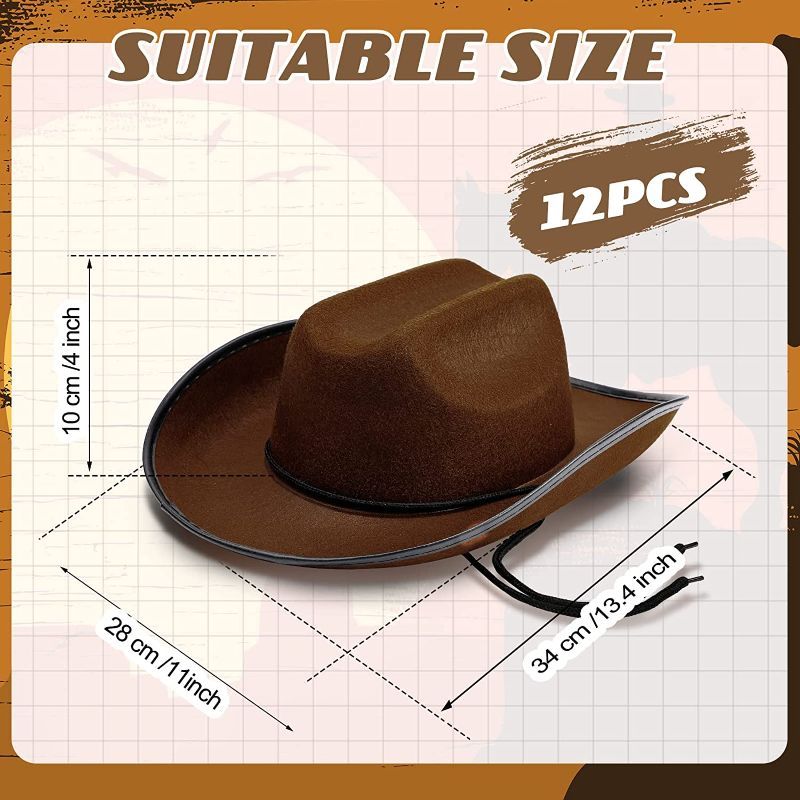 Photo 1 of 3 Pieces Kids Cowboy Hat Cowboy Costume Accessories Felt Western Hat for Boy Children for Cowboy Cosplay Party (Dark Brown)
