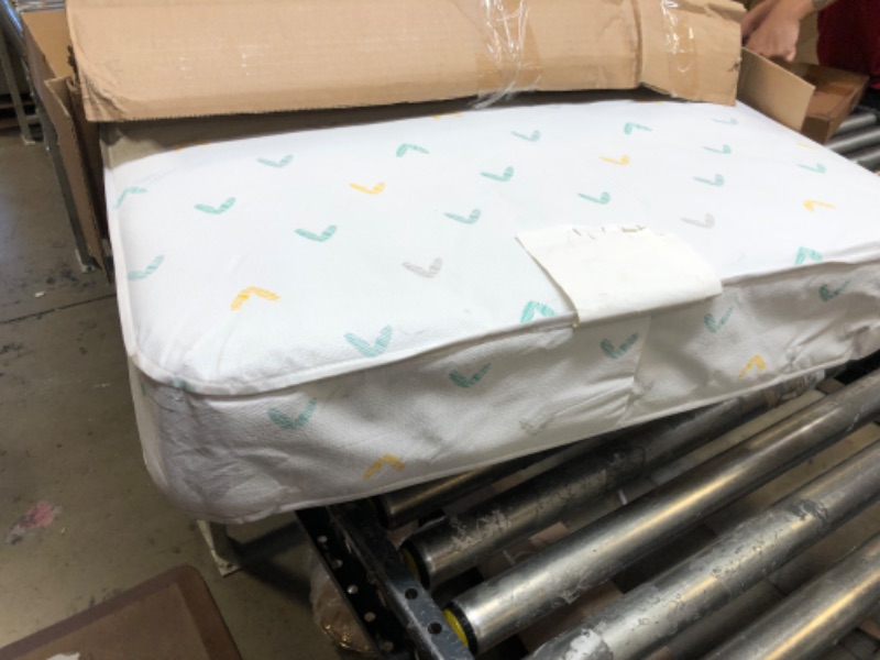 Photo 1 of BABY CRIB MATTRESS 52" X 27" X 6" WITH HEARTS / HAS A MINOR DENT IN THE MIDDLE FROM NEING FOLDED / POSSIBLY USED ************