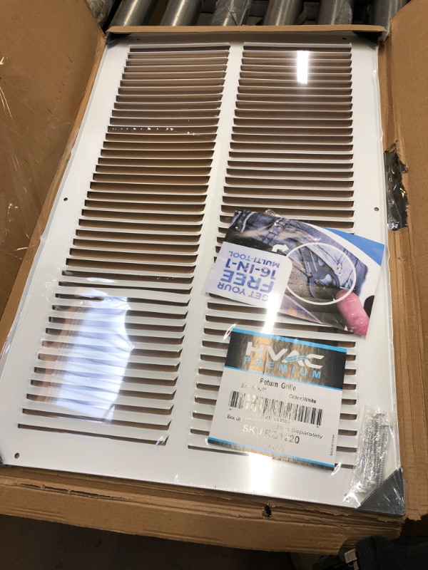 Photo 2 of 12"w X 20"h Steel Return Air Grilles - Sidewall and Ceiling - HVAC Duct Cover - White [Outer Dimensions: 13.75"w X 21.75"h]